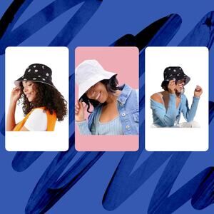 Alice And Olivia Reversible Bucket Garden Hat Black Floral Daisy Solid White NWT